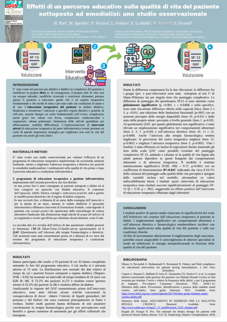 Poster025_ID16_EFFETTI DI UN PERCORSO EDUCATIVO SULLA QUALITÀ DI VITA DEL PAZIENTE SOTTOPOSTO AD EMODIALISI: uno studio osservazionale